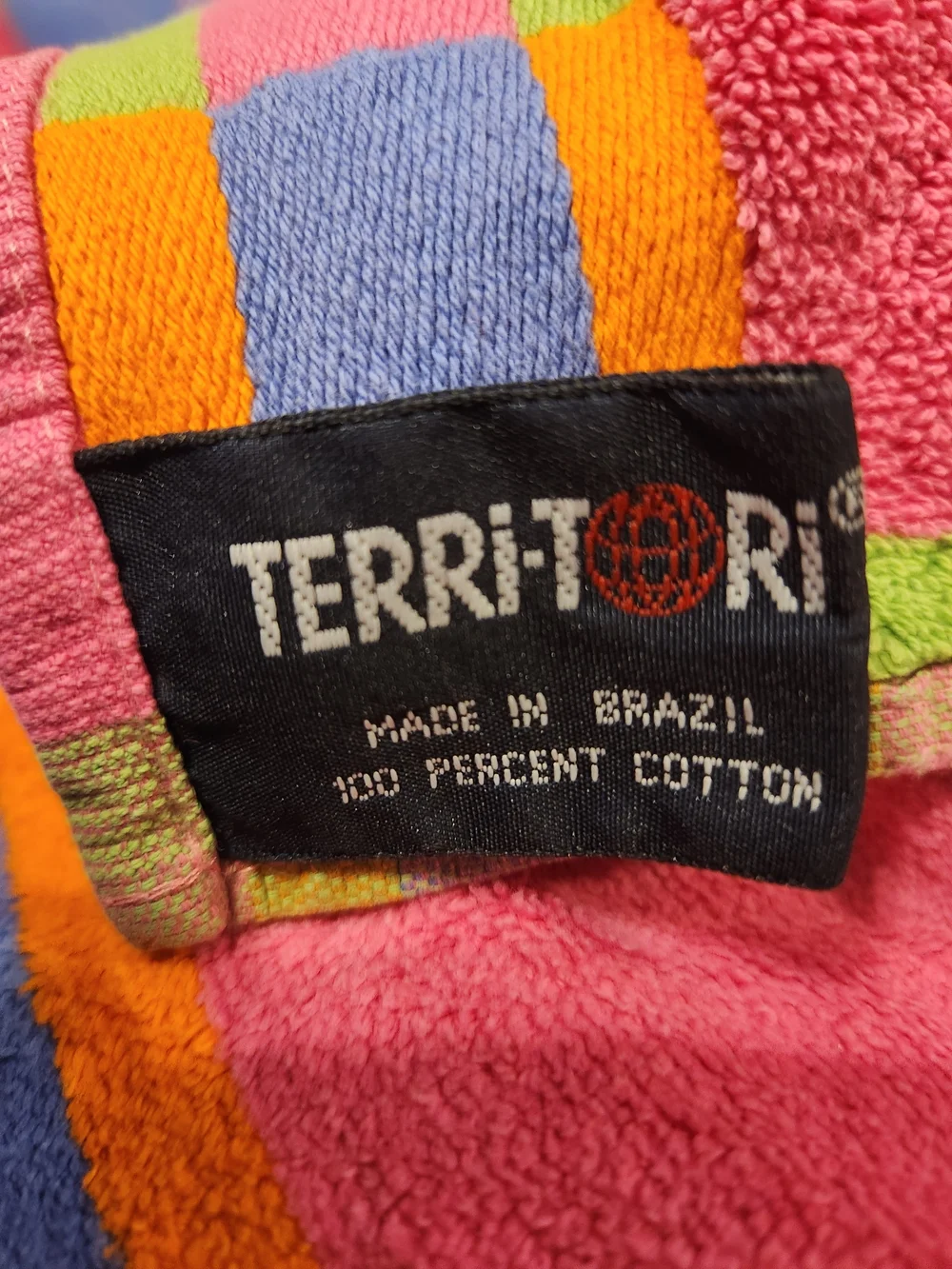 Vintage Terri Tori Striped Beach Towel Colorful Cotton Brazil